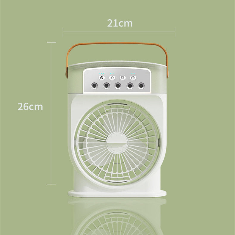 Portable USB Air Conditioner Cooling Fan With 5 Sprays 7 Color Light and Water Tank