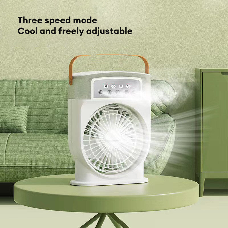 Portable USB Air Conditioner Cooling Fan With 5 Sprays 7 Color Light and Water Tank